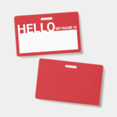 空白のなモダンはこんにちは私の名前赤いです バッジ (表裏)