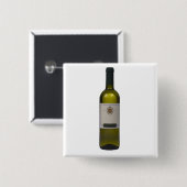 空白のなラベルが付いている上質ワインのボトル 缶バッジ (正面&裏面)