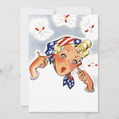 空白のなレトロの爆竹の夏の驚きの招待状 招待状 (正面)