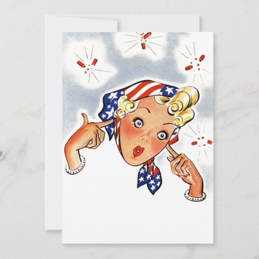 空白のなレトロの爆竹の夏の驚きの招待状 招待状 (正面)