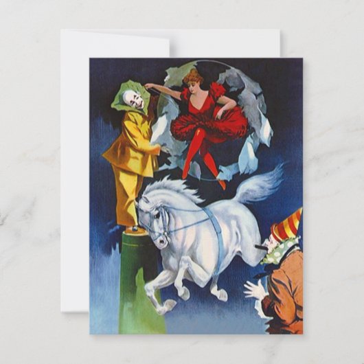 空白のな招待状のお洒落なヴィンテージのサーカスのピエロ 招待状 (正面)