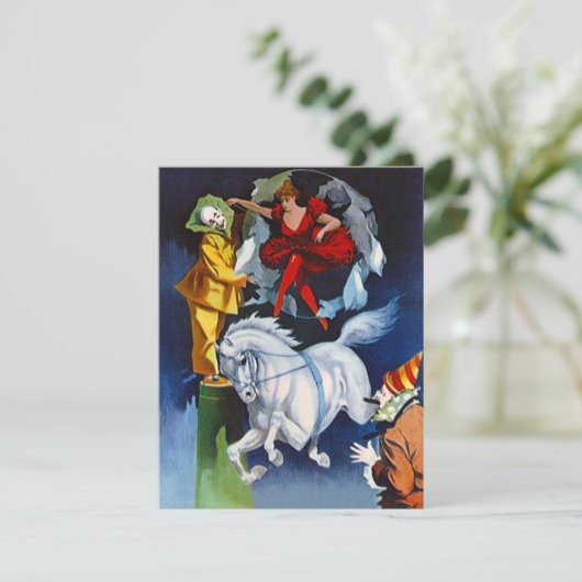 空白のな招待状のお洒落なヴィンテージのサーカスのピエロ 招待状 (スタンド正面)