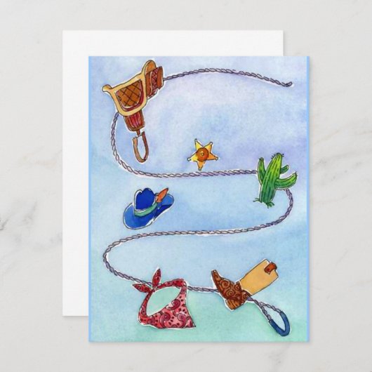 空白のな招待状の発表の西部のBuckaroo 招待状 (正面/裏面)