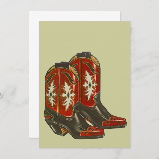 空白のな招待状の西部のカウボーイ・ブーツのホーダウン 招待状 (正面/裏面)