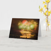 空白のな挨拶状-お祝いの花火 カード (黄色い花)