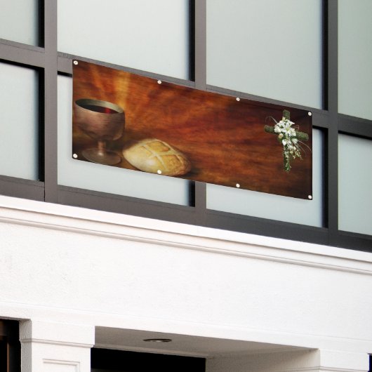 空白のな教会過ぎ越しの祝い 横断幕 (ビルの外側)