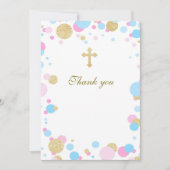 空白のな洗礼の聖餐のサンキューカードのピンクの青 サンキューカード (正面)