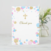 空白のな洗礼の聖餐のサンキューカードのピンクの青 サンキューカード (スタンド正面)