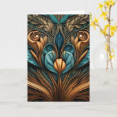 空白のアールヌーボー3グリーティングカード カード (黄色い花)