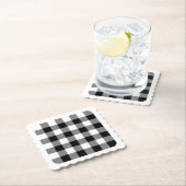 空白のエッジ白と黒バッファローのプレイド ペーパーコースター (インサイチュ)