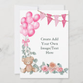 空白のオリジナルベイビーガールバルーン ユーカリ 招待状 (正面)