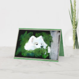 空白のカスタムGreeting Card、Samoyed in the Garden カード