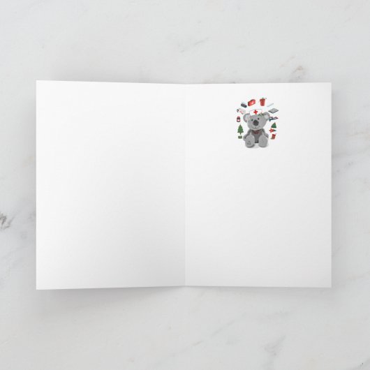 空白のクリスマスおやすみナースかわいいテディベア カード (内部)