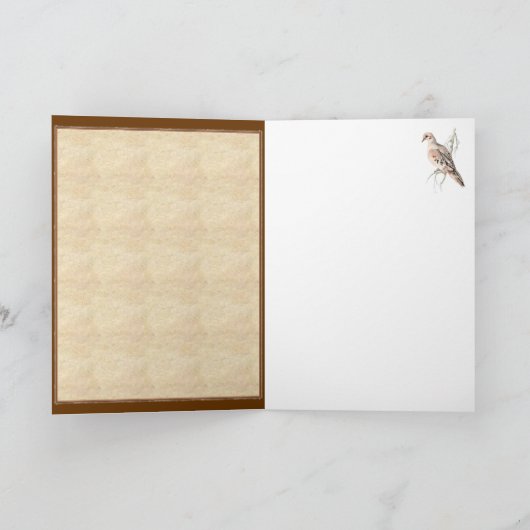 空白のグリーティングカード 悲しみの鳩、スズメバチノスズメ カード (内部)