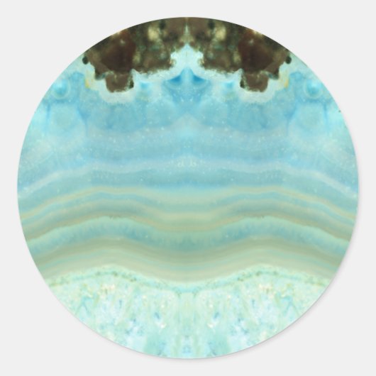 空白のトレンディーシックカスタムブルージェムストーンお祝い ラウンドシール (正面)