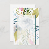 空白のバジェット青い水の色のフローラ結婚 招待状 (正面/裏面)