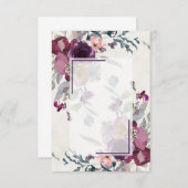 空白のピンクとバーガンディの花の予算ウェディング 招待状 (正面/裏面)