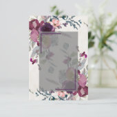 空白のピンクとバーガンディの花の安い結婚式の招待状 招待状 (スタンド正面)