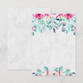 空白のピンクの春の水彩花の結婚式 招待状 (正面/裏面)