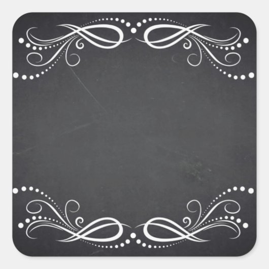 空白のフェイクChalkboardフローラカーカスタマイズブ スクエアシール (正面)