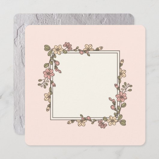 空白のフローラフレーム招待状またはグリーティングカード (正面/裏面)