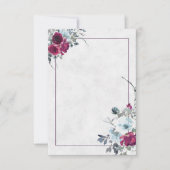 空白のブルゴーニュと青の水色のフローラ結婚ズ 招待状 (正面)