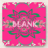 空白のベビー鮮やかなピンクのフローラ紫の色合いモノグラム コースター (正面)