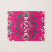 空白のベビー鮮やかなピンクのフローラ紫の色合いモノグラム ジグソーパズル (横)