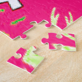 空白のベビー鮮やかなピンクのフローラ紫の色合いモノグラム ジグソーパズル (側面)