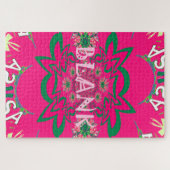 空白のベビー鮮やかなピンクのフローラ紫の色合いモノグラム ジグソーパズル (横)