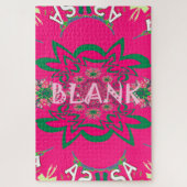 空白のベビー鮮やかなピンクのフローラ紫の色合いモノグラム ジグソーパズル (縦)