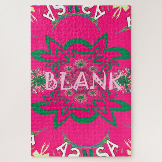 空白のベビー鮮やかなピンクのフローラ紫の色合いモノグラム ジグソーパズル (縦)