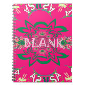 空白のベビー鮮やかなピンクのフローラ紫の色合いモノグラム ノートブック (正面)