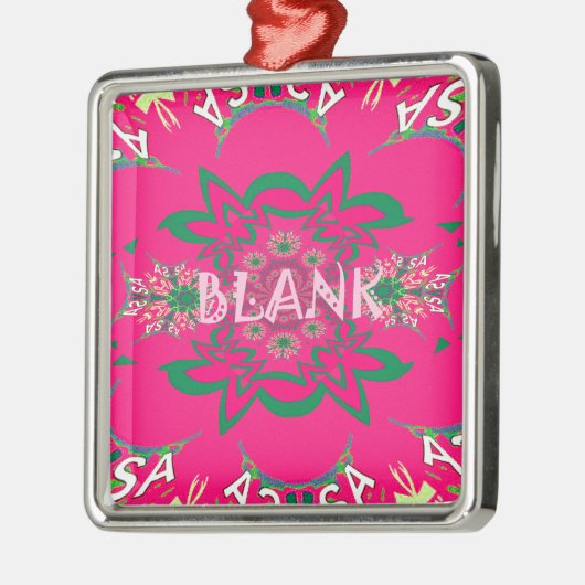 空白のベビー鮮やかなピンクのフローラ紫の色合いモノグラム メタルオーナメント (左)