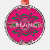 空白のベビー鮮やかなピンクのフローラ紫の色合いモノグラム メタルオーナメント (正面)