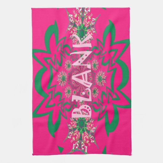 空白のベビー鮮やかなピンクフローラ紫色シェードモノグラム キッチンタオル (縦)