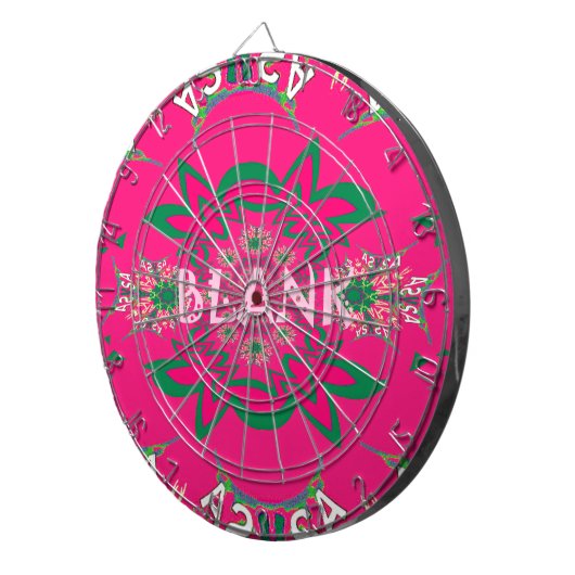 空白のベビー鮮やかなピンクフローラ紫色シェードモノグラム ダーツボード (正面右)