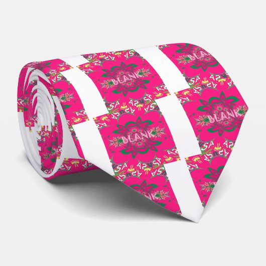 空白のベビー鮮やかなピンクフローラ紫色シェードモノグラム ネクタイ (ロール)