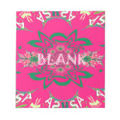 空白のベビー鮮やかなピンクフローラ紫色シェードモノグラム ノートパッド (正面)