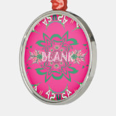 空白のベビー鮮やかなピンクフローラ紫色シェードモノグラム メタルオーナメント (左)