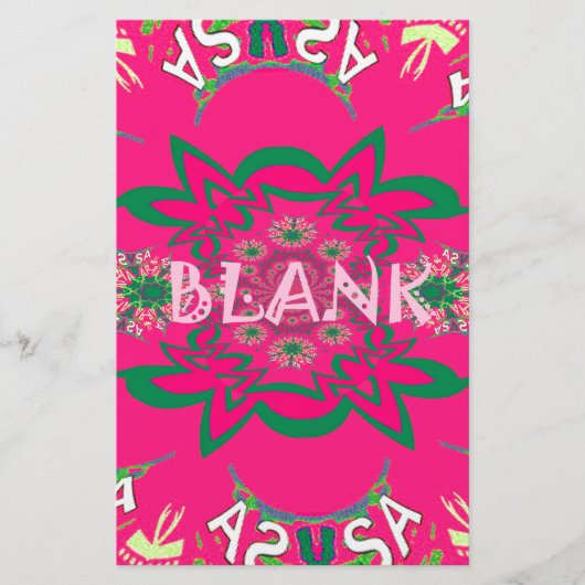 空白のベビー鮮やかなピンクフローラ紫色シェードモノグラム 便箋 (正面)