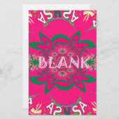 空白のベビー鮮やかなピンクフローラ紫色シェードモノグラム 便箋 (正面/裏面)