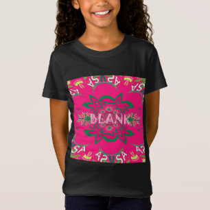 空白のベビー鮮やかなピンクフローラ紫色シェードモノグラム Tシャツ