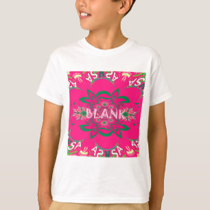 空白のベビー鮮やかなピンクフローラ紫色シェードモノグラム Tシャツ