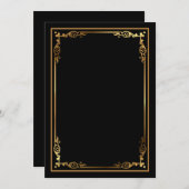 空白のモダン枠の付いた黒お洒落い招待状縁ど 招待状 (正面/裏面)