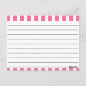空白のレシピカード：ピンクと白のストライプ ポストカード (裏面)
