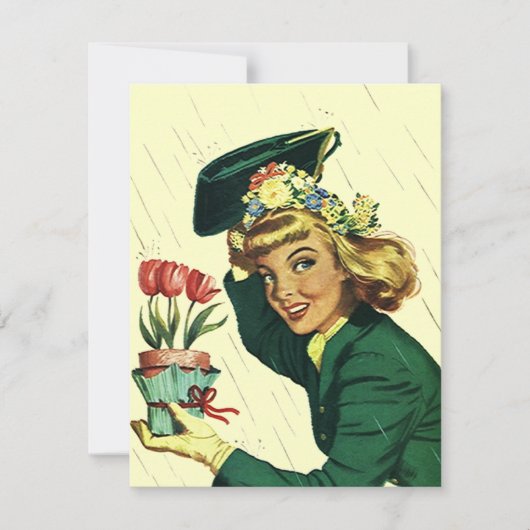 空白のレトロシャワーパーティーベビー又はブライダル招待状 招待状 (正面)