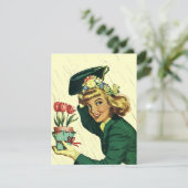 空白のレトロシャワーパーティーベビー又はブライダル招待状 招待状 (スタンド正面)