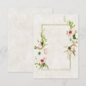 空白の予算にぴったりな、優しいバラ色と白の花柄のウェディングデザイン 招待状 (正面/裏面)