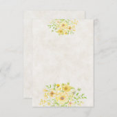 空白の予算の黄色の水色のフローラ結婚 招待状 (正面/裏面)